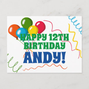 Carte Postale Joyeux anniversaire coloré avec ballons
