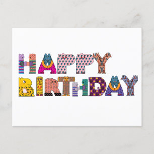 Carte Postale Joyeux Anniversaire Coloré Drôle