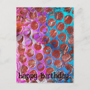 Carte Postale Joyeux Anniversaire Copper Points de Polka Abstrai