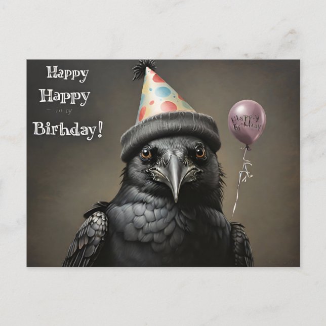 Carte Postale Joyeux anniversaire corbeau  (Devant)