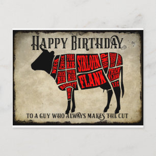 Carte Postale Joyeux Anniversaire Coupes de Viande Design de Vac
