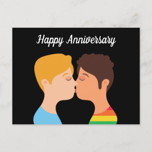 Carte Postale Joyeux Anniversaire Couple d'Homosexuels Romantiqu