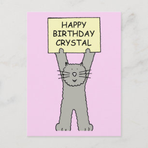 Carte Postale Joyeux Anniversaire Crystal Dessin Animé Chat