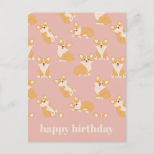 Carte Postale Joyeux anniversaire Cute Corgi Motif pour Amoureux