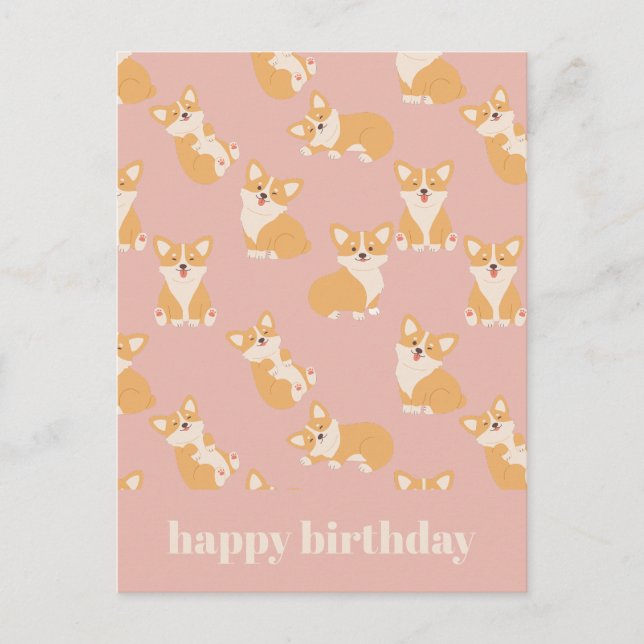Carte Postale Joyeux anniversaire Cute Corgi Motif pour Amoureux (Devant)