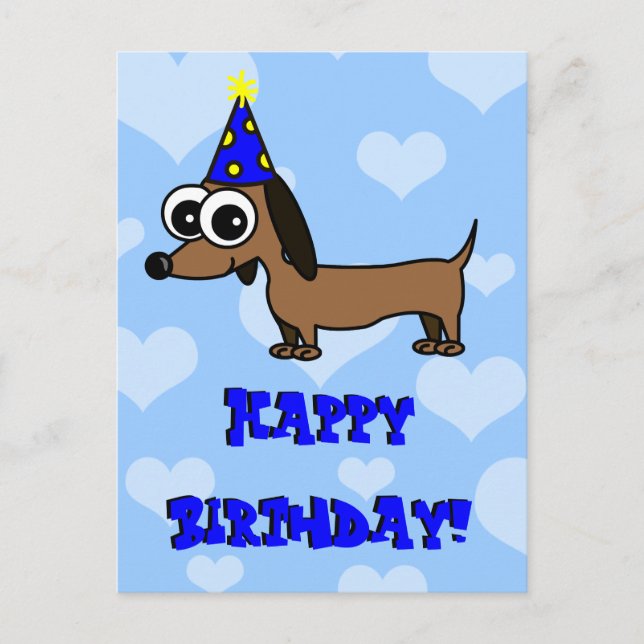 Carte postale Joyeux Anniversaire - Dachshund (Devant)