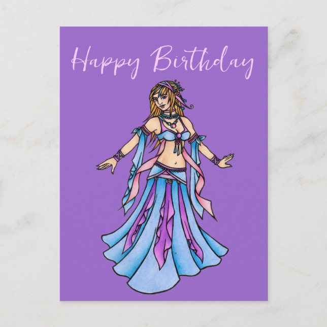 Carte Postale Joyeux Anniversaire Danseuse du Ventre (Devant)