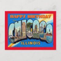 JOYEUX ANNIVERSAIRE DE CHICAGO VINTAGEPostcard