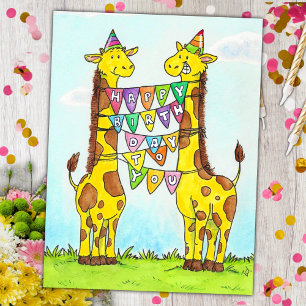 Carte Postale Joyeux anniversaire de Giraffes