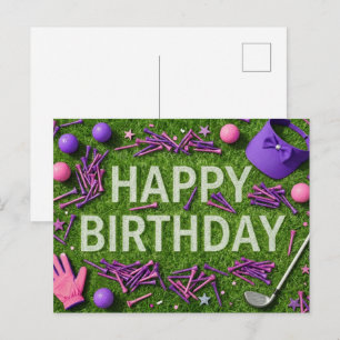 Carte Postale Joyeux anniversaire de golf sur le vert 
