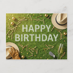Carte Postale Joyeux anniversaire de golf sur vert 