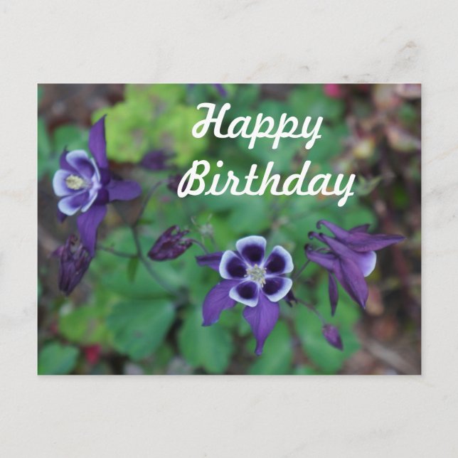 Carte Postale Joyeux Anniversaire de la Colonne violette Fleurs  (Devant)