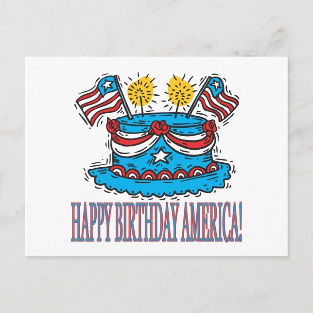 Carte Postale Joyeux anniversaire de l'Amérique (Devant)