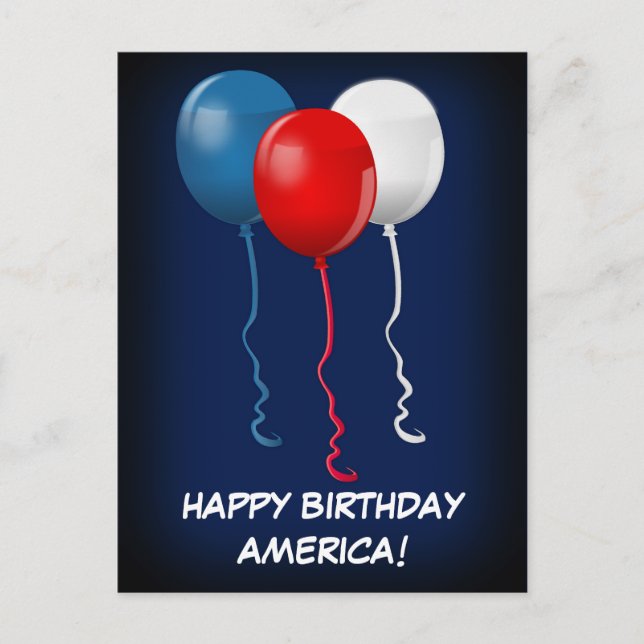 Carte Postale Joyeux anniversaire de l'Amérique (ballons) (Devant)