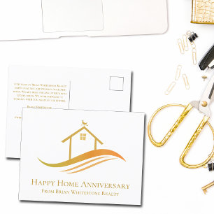 Carte Postale Joyeux Anniversaire de Maison Chic Gold House Immo