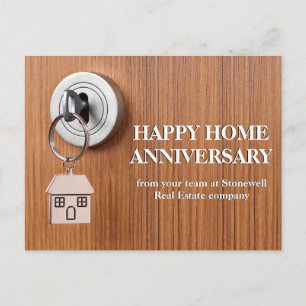 Carte Postale Joyeux anniversaire de maison Clé de l'immobilier 