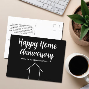 Carte Postale Joyeux Anniversaire de Maison Noir Blanc Immobilie