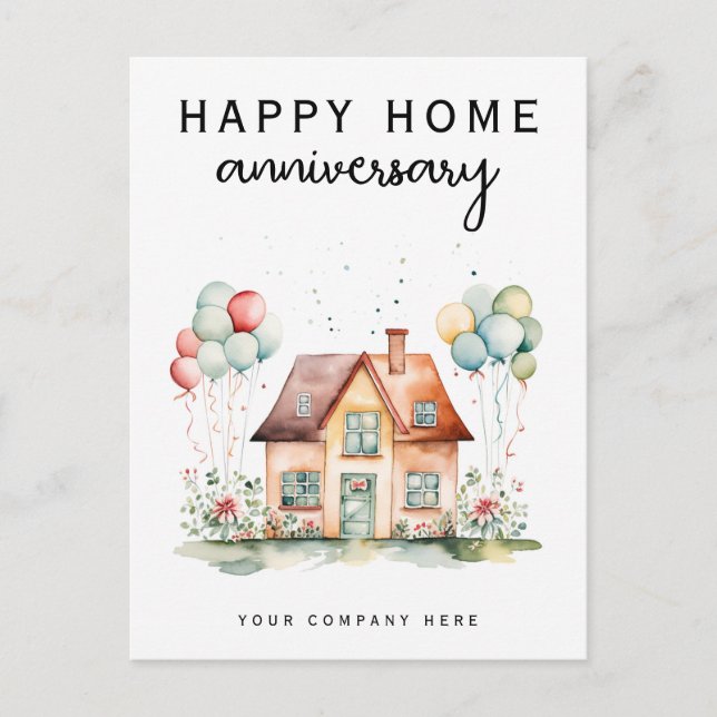 Carte Postale Joyeux Anniversaire de Maison Personnalisé Immobil (Devant)