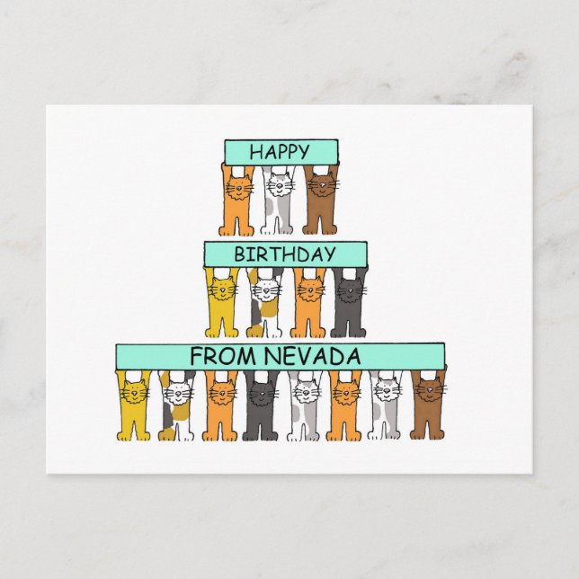 Carte Postale Joyeux anniversaire de Nevada Cartoon Cats (Devant)