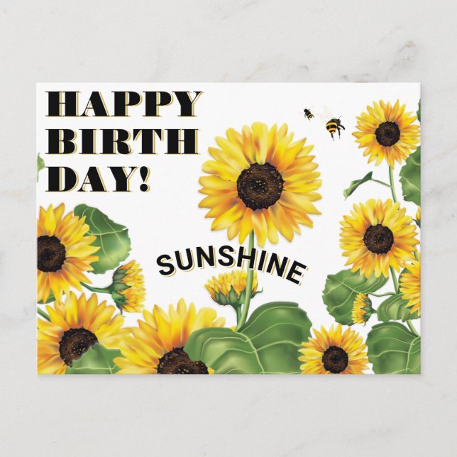 Carte Postale Joyeux anniversaire de tournesol (Devant)