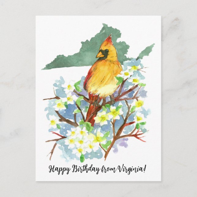 Carte Postale Joyeux anniversaire de Virginie Cardinal Dogwood (Devant)