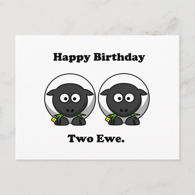 Carte Postale Joyeux Anniversaire Deux Ewe À Vous Cartoon (Devant)