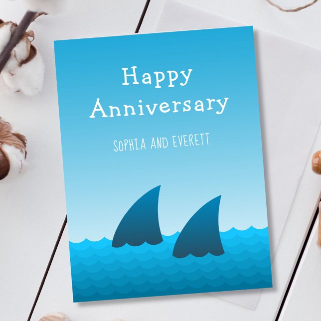 Carte Postale Joyeux Anniversaire Deux requins Carton amusant (Créateur téléchargé)