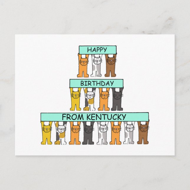 Carte Postale Joyeux anniversaire du Kentucky Cartoon Cats (Devant)
