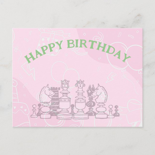 Carte Postale Joyeux Anniversaire Échecs (Devant)