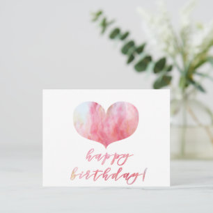 Carte Postale Joyeux anniversaire ! Élégant Coeur d'Agate Rose