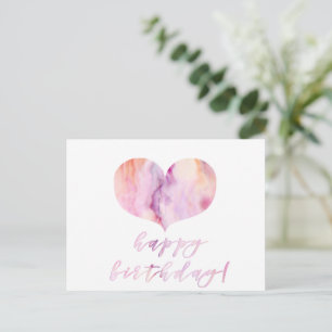 Carte Postale Joyeux Anniversaire ! Élégant Cœur d'Agate Violet