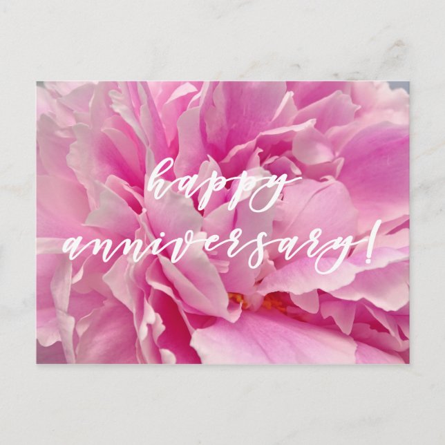 Carte Postale Joyeux anniversaire ! Élégant Peonies Roses (Devant)