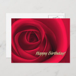 Carte Postale Joyeux anniversaire. Élégante Rose rouge