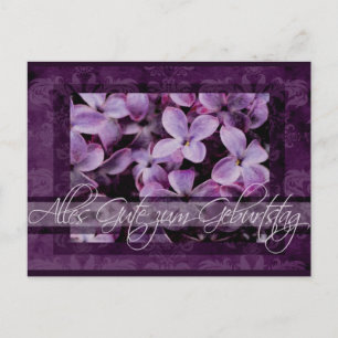 Carte Postale Joyeux anniversaire en allemand Lilac Blossoms