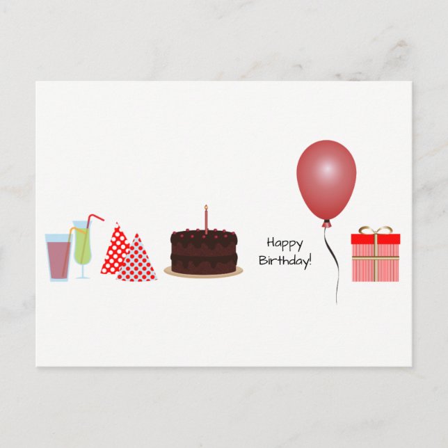 Carte postale Joyeux anniversaire - en rouge (Devant)