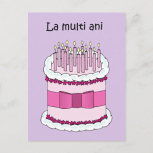 Carte Postale Joyeux anniversaire en roumain Cartoon Cake