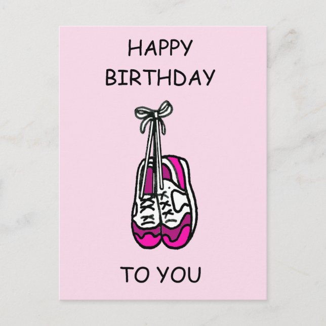 Carte Postale Joyeux anniversaire, entraîneurs roses pour le (Devant)