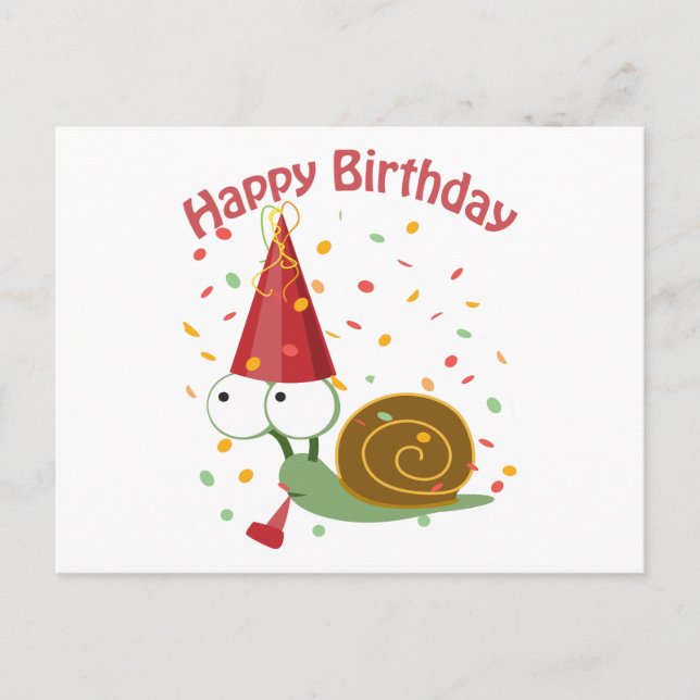 Carte Postale Joyeux anniversaire ! Escargot Confetti (Devant)
