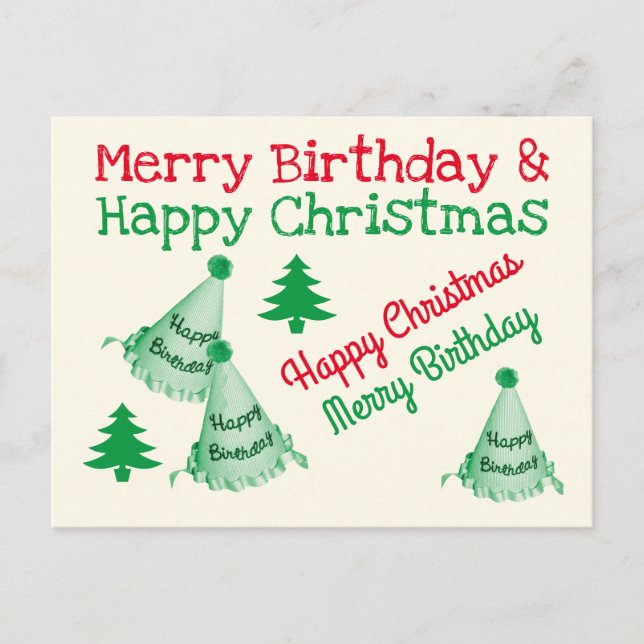 Carte Postale Joyeux Anniversaire et Joyeël Noël - Noël Anniv (Devant)