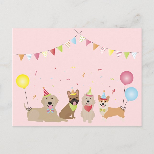 Carte Postale Joyeux Anniversaire Fête de Chien (Devant)