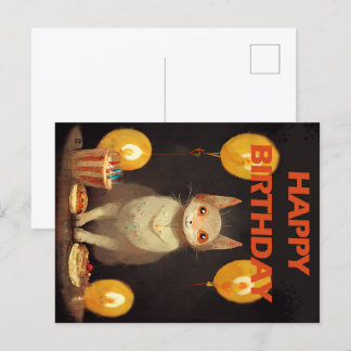 Carte Postale Joyeux anniversaire ! - fête du chat