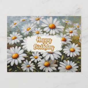 Carte Postale Joyeux Anniversaire Fleurs de Marguerite en Fleur