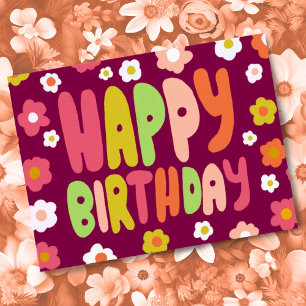 Carte Postale JOYEUX ANNIVERSAIRE Fleurs de marguerite Lettres b