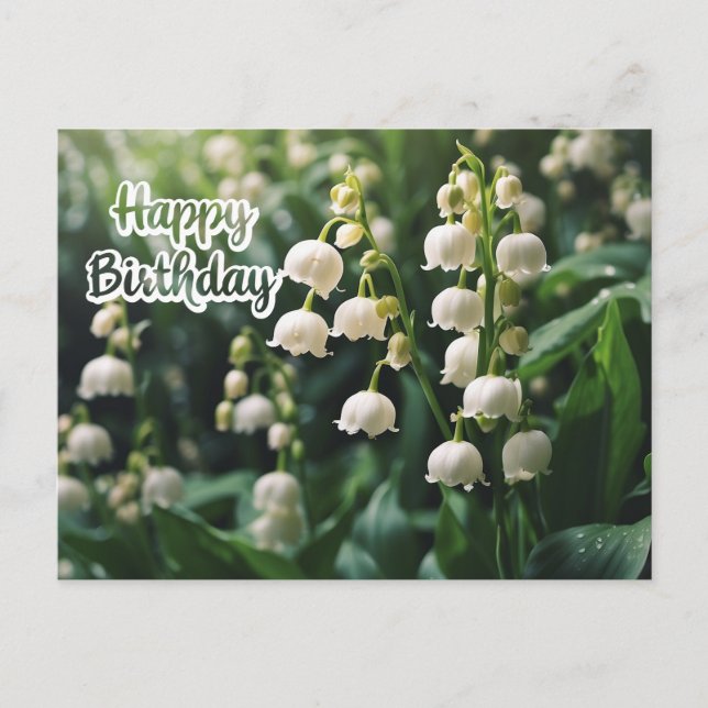 Carte Postale Joyeux Anniversaire Fleurs de Muguet (Devant)