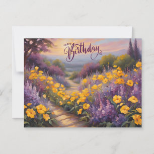 Carte Postale Joyeux Anniversaire Fleurs d'été Abstraites 