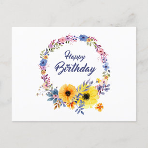 Carte Postale Joyeux anniversaire Floral