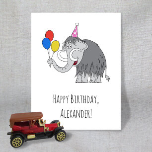 Carte Postale Joyeux anniversaire Funny mignon Mammoth Casquette