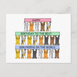 Carte Postale Joyeux Anniversaire Girlfriend Cartoon Chats