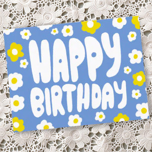 Carte Postale Joyeux Anniversaire Groovy Daisies PERSONNALISÉ