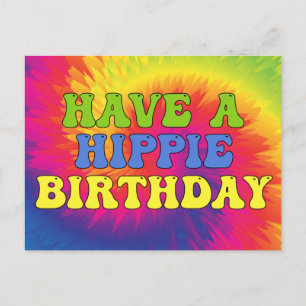 Carte Postale Joyeux anniversaire hippie Tie Dye Mignon Coloré 7